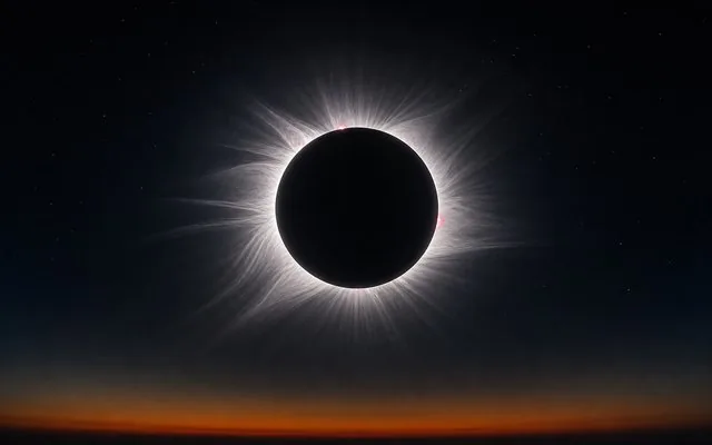 Totality showing the Sun completely blocked by the Moon with the corona visible